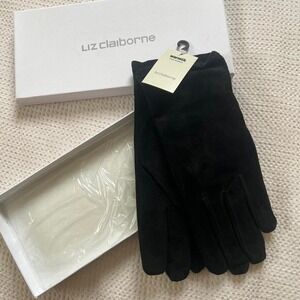 Liz Claiborne Women's Black Suede Leather Gloves